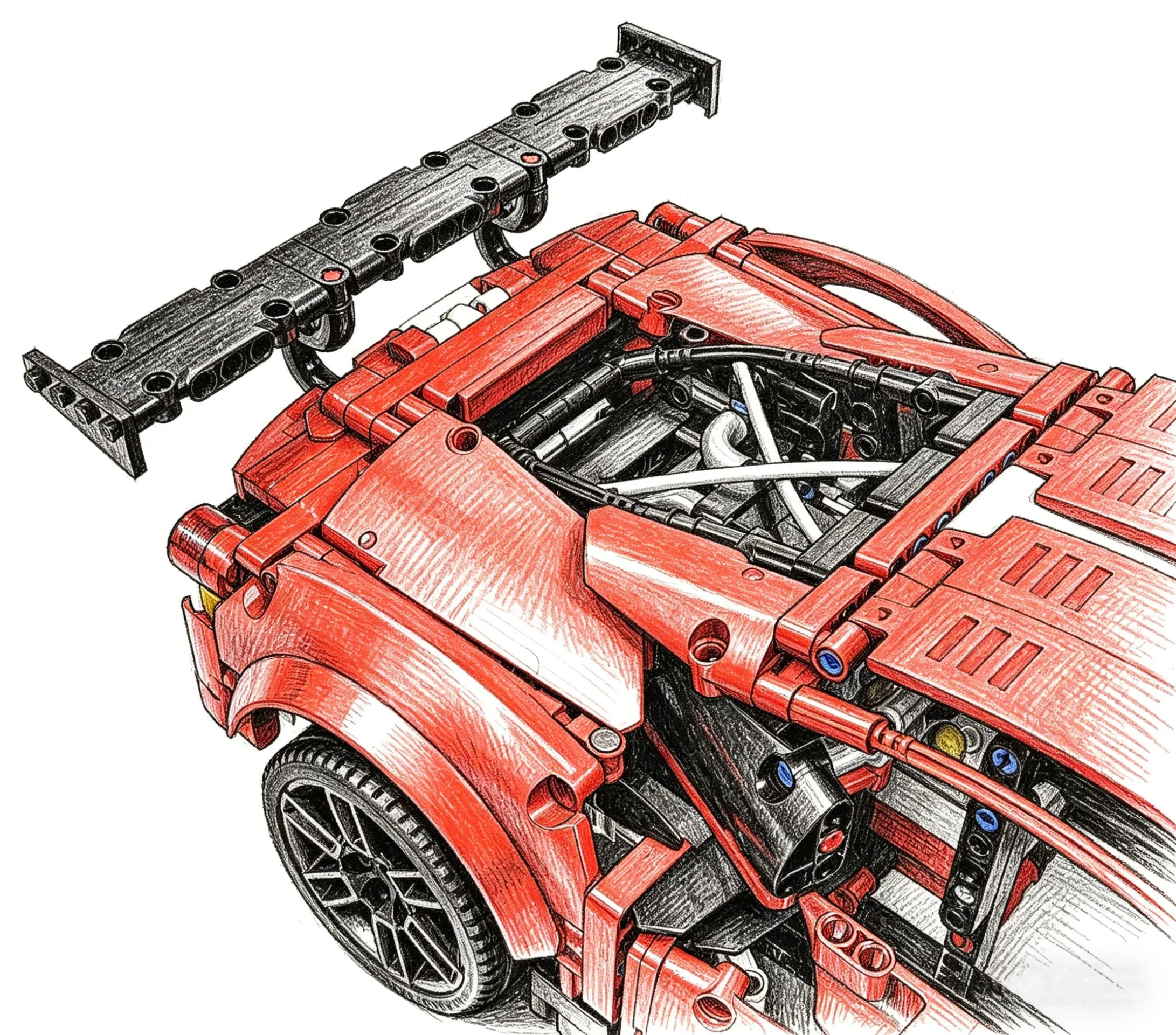 1:8 Maßstab Rennwagen-Modellbausatz, mechanisches (1684 Stück) – Bild 4