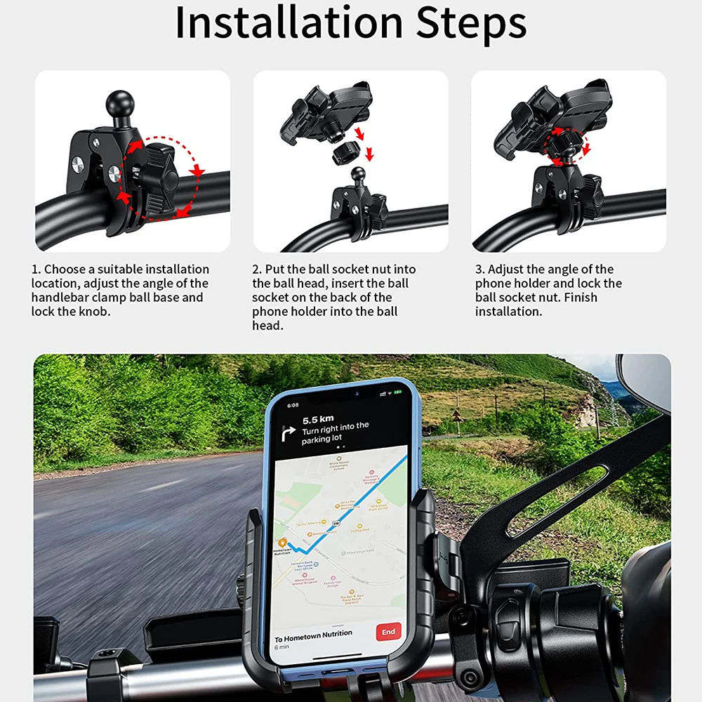 Motorrad-Telefonhalter One-Touch Auto Quick Lock – Bild 6