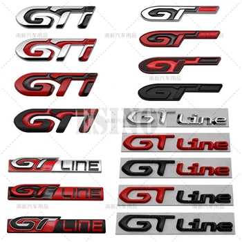 Auto GT Linie 3D Metall Chrom Zinklegierung Emblem Auto Abzeichen Körper Kotflügel Klebe Emblem für Peugeot GT