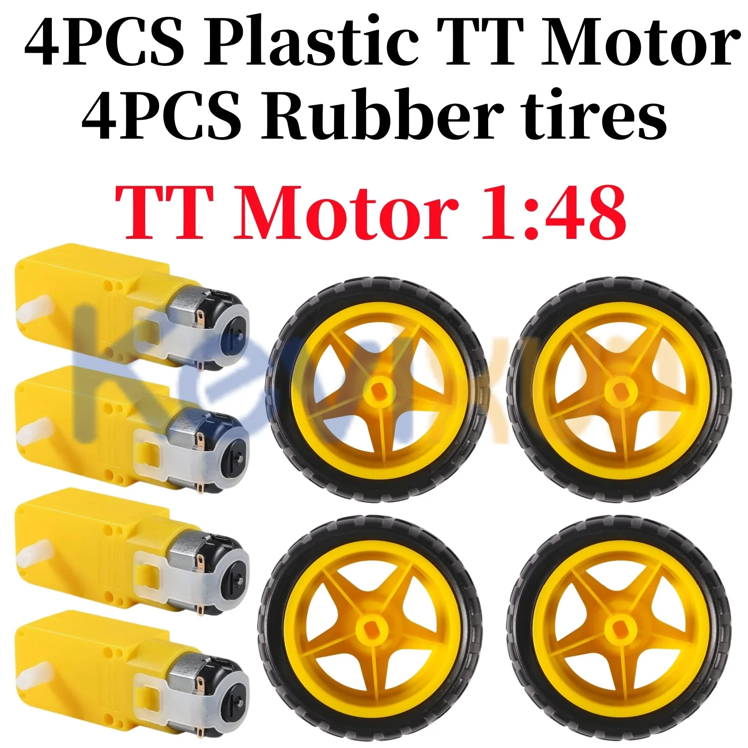 DC Elektromotor + Kunststoff TT Motor Reifen Rad 3-6V Dual Welle Getriebe Motor TT magnetische (4 Stück)
