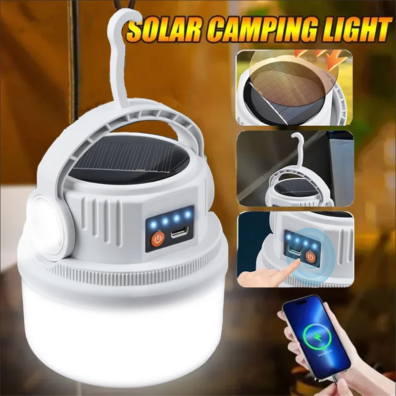 Solar-Camping-Lichter für den Außenbereich, wasserdicht, multifunktionale Zelt-Taschenlampe Typ C