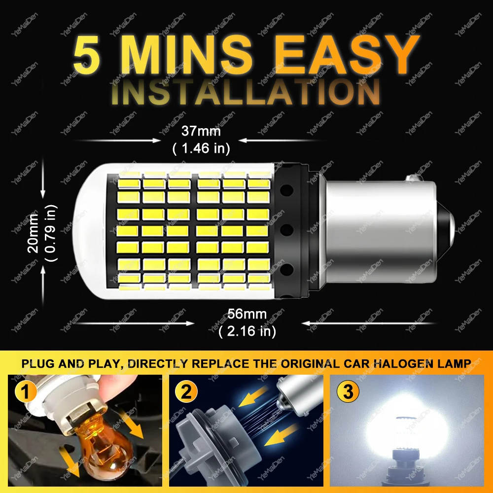 CANBUS T20 7443 P21W PY21W 1156 BA15S BAU15S Led-lampe Für 6500K Weiß – Bild 2
