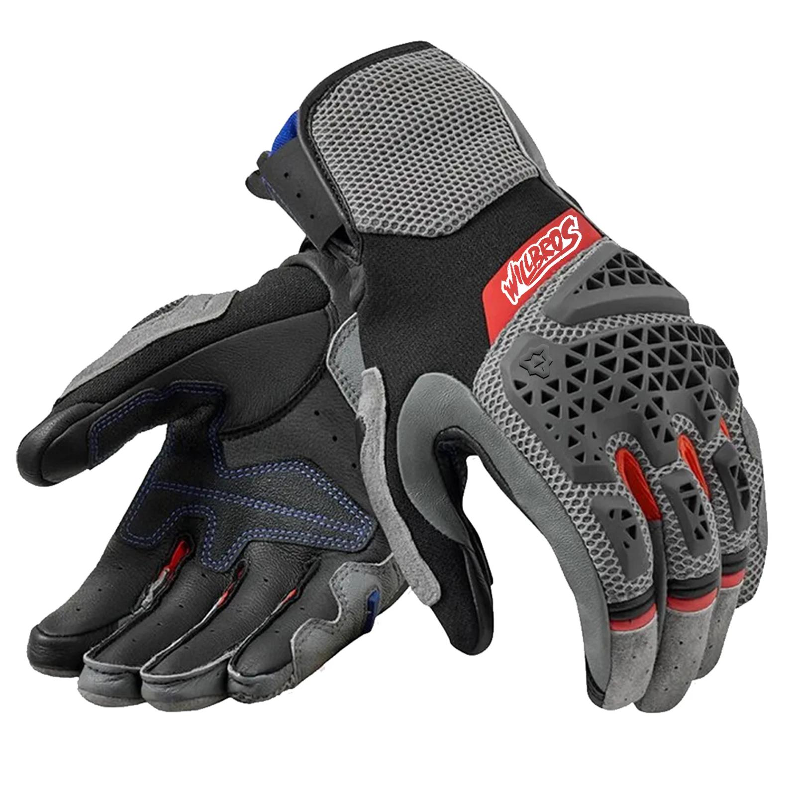Motorrad-Touchscreen-Handschuhe aus Echtleder und Netzstoff – Bild 2