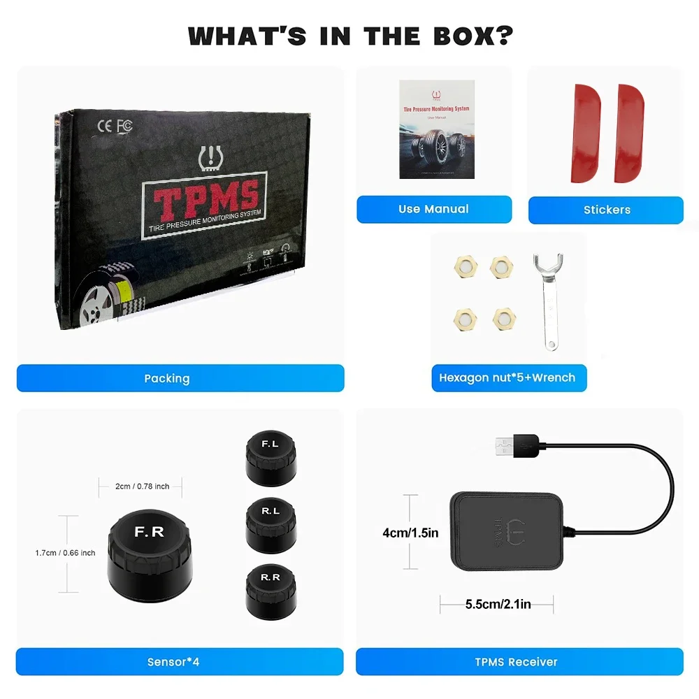 USB Android TPMS Reifendruck Überwachung System Display Alarm System Für Navigation Player Temperatur Warnung