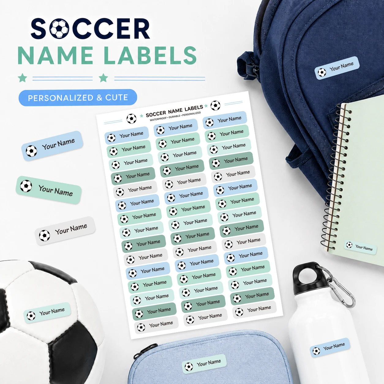 Individuelle Fußball-Namensetiketten, Wasserfeste Personalisierte – Bild 5