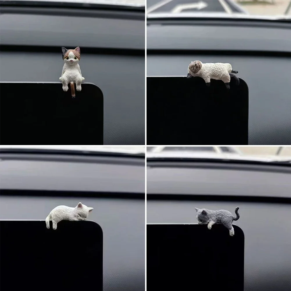 Lustige schlafende Katzen Auto Mittelkonsole PVC Ornamente Navigator Bildschirm Rückspiegel schlafendes