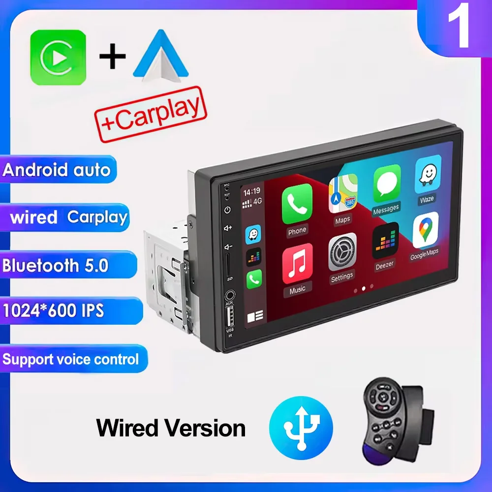 HD 7 zoll IPS Touchscreen Universal 1Din Caplay Android auto Auto Radio Stereo Multimedia Player Autoaudio FM
