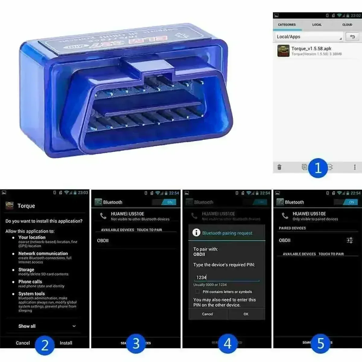 Obd 2 elm327 auto detektor bluetooth-kompatible schnitts telle – Bild 6