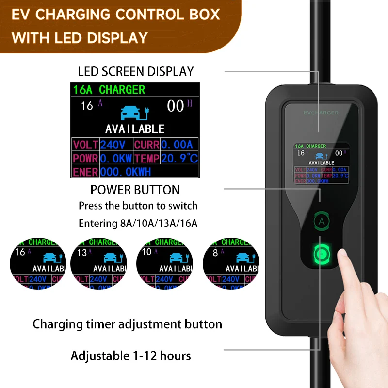 WUFEN Modell 2 110 V 1760 W EV-Ladegerät 1 Phase Typ 2 Elektroauto 5 m – Bild 2