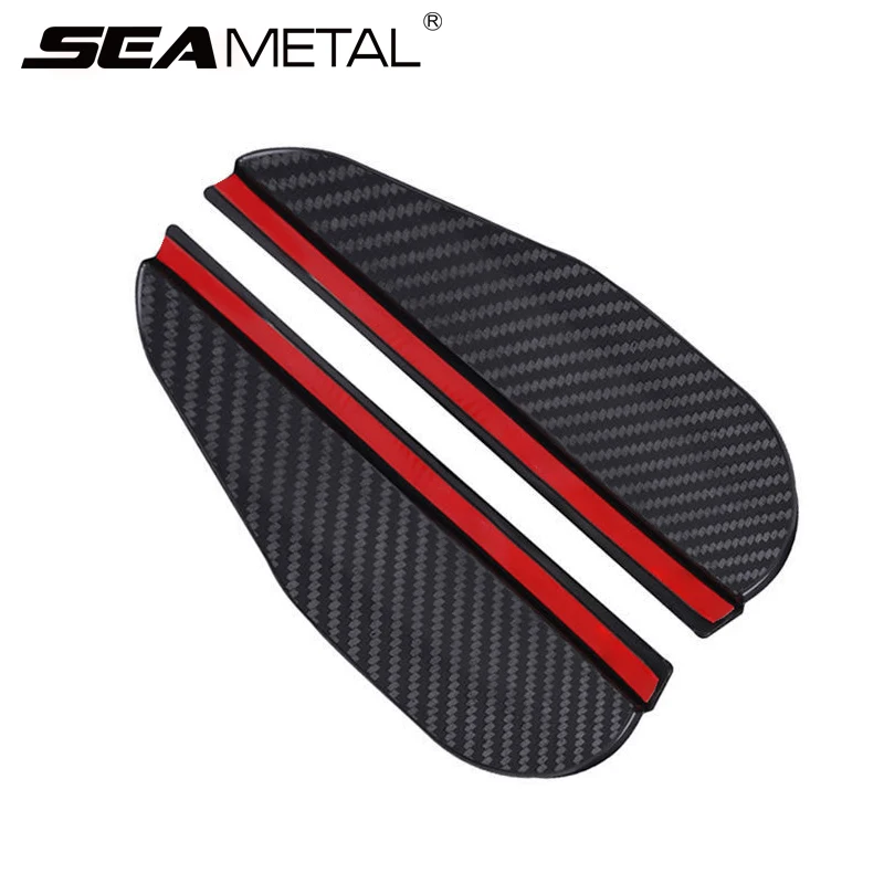 SEAMETAL 2PCS Auto Rückspiegel Regen Augenbraue Carbon Faser Universal Auto Regen Schild Umkehr Spiegel Regen