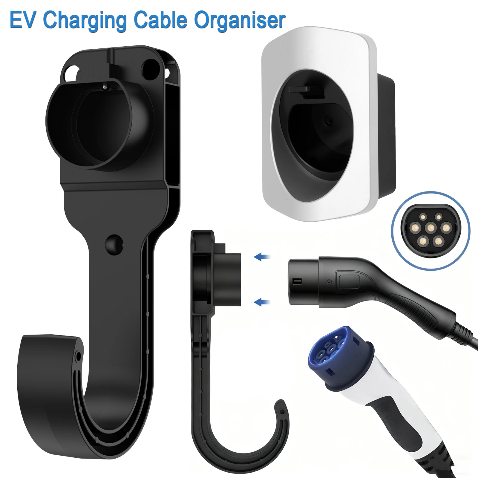 Typ 2-Ladekabelhalter, Wandhalterung für Elektrofahrzeuge, EV-Ladegerät, EV-Ladekabel-Organizer mit Haken