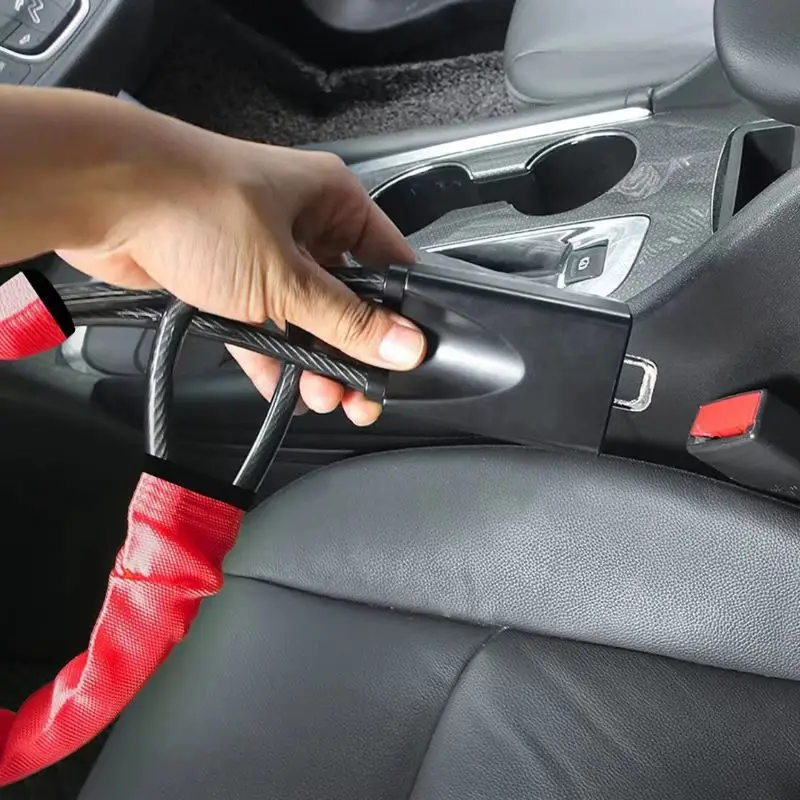 Auto-Lenkradschloss aus Stahl mit Sicherheitsgurt und 2 Schlüsseln – Bild 5