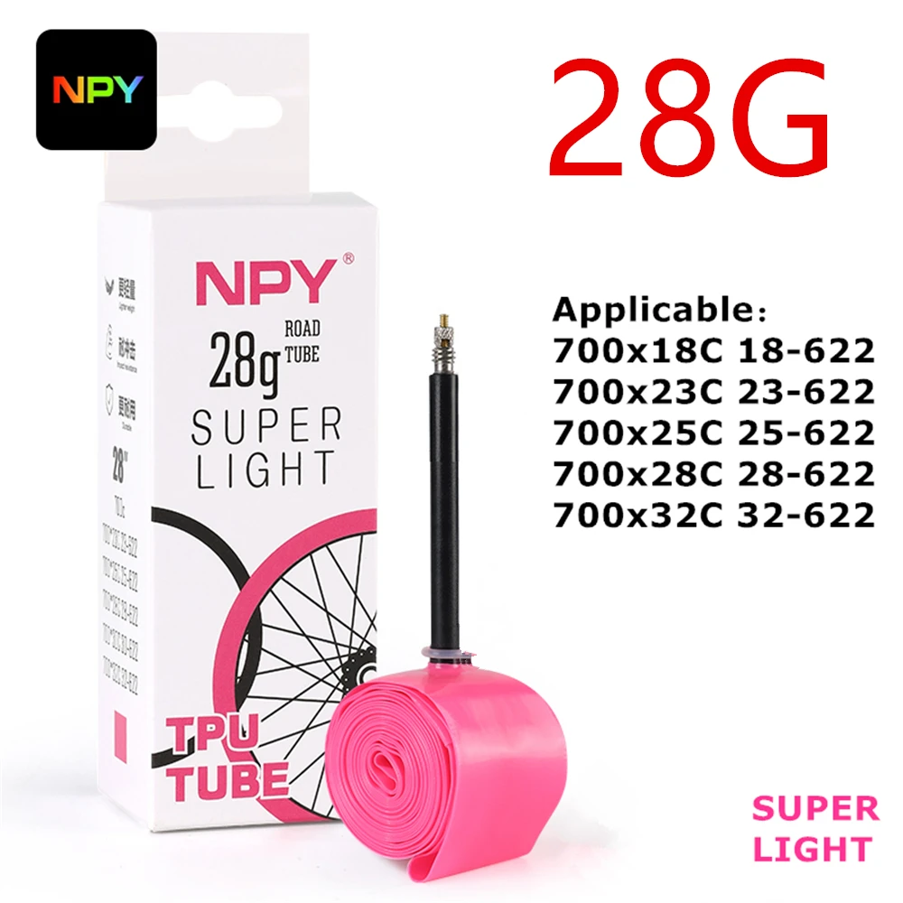 NPY 1 Stück Ultraleichter 28g Fahrrad-TPU-Schlauch 700X18 25 28 32 Rennrad-TPU-Reifen 45mm/65mm/85mm Länge