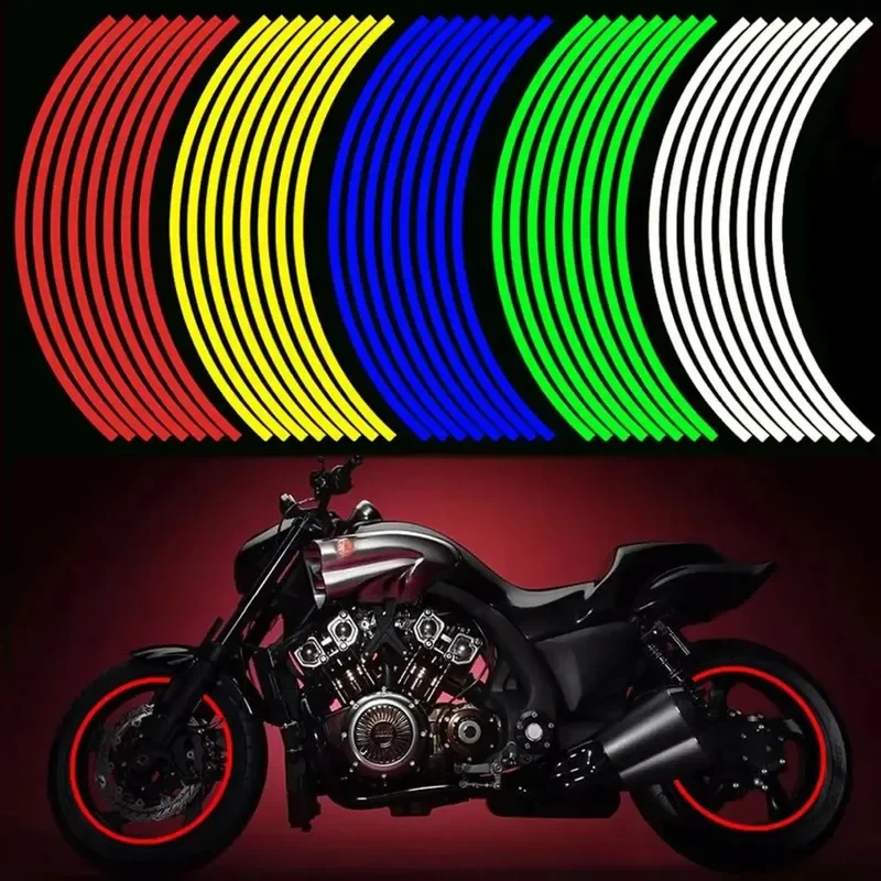 Auto-Styling-Streifen, reflektierend, für Motocross, Fahrrad, Motorrad, Radaufkleber und Abziehbilder, 17/18