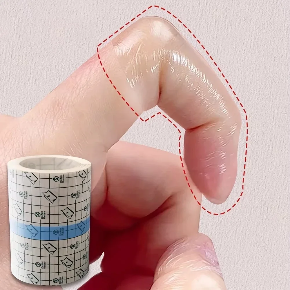1 Rolle transparentes selbstklebendes Klebeband, tragbarer Fingerschutz aus PU-Material