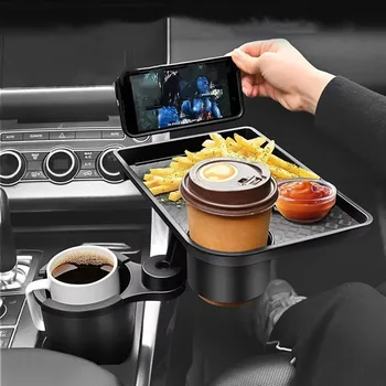 Universal-Getränkehaltertablett für Autos - 360° ° Drehbarer, verstellbarer Doppeltassen-Organizer