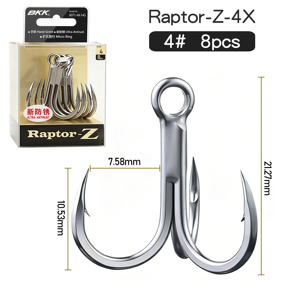 BKK Raptor-Z 6071 Angelhaken 4-fache Stärke Handgeschliffene Spitze Neue Anti-Rost-Beschichtung