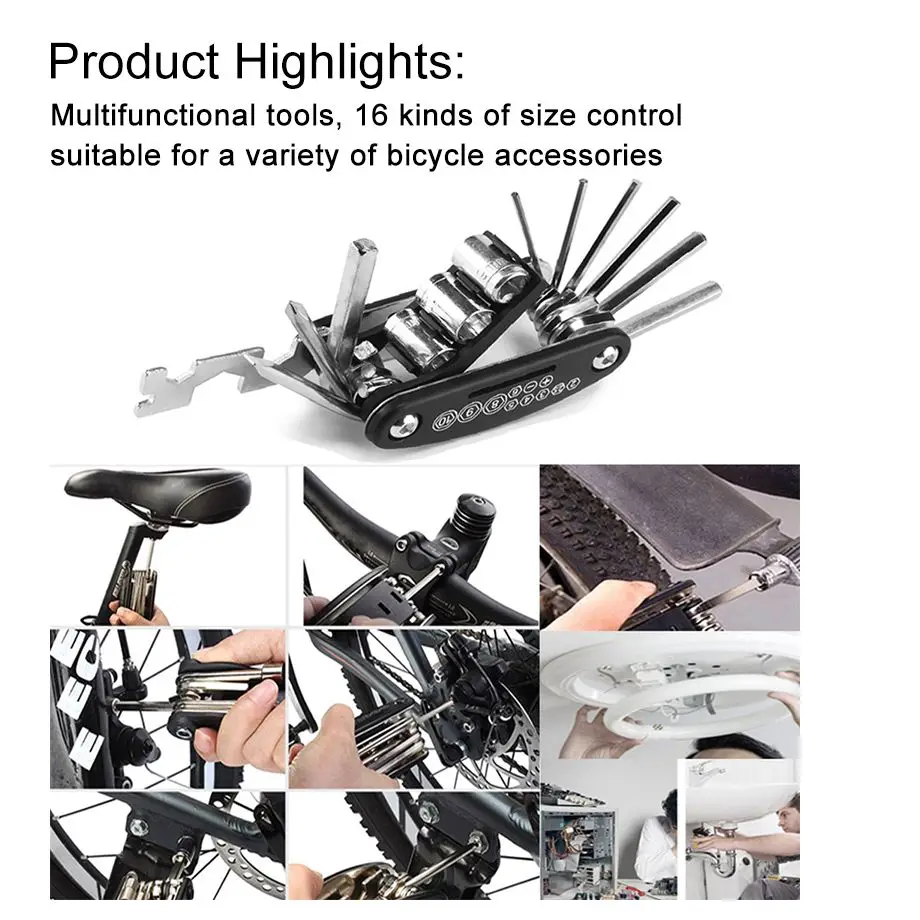 16-in-1 Mountainbike Tragbare Steckdose Mehrzweckschlüssel Fahrrad – Bild 3