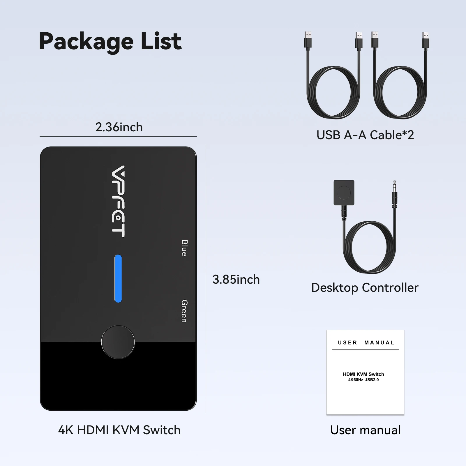 4K@60Hz HDMI KVM Switch 1 Monitor 2 Computer Teilen Tastatur Maus USB – Bild 6