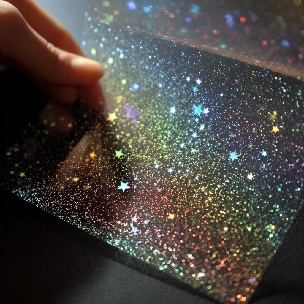Holografisches Aufkleberpapier, 2,9 x 4,1 Zoll, transparentes Vinyl, selbstklebend, wasserdicht (50 Stück)