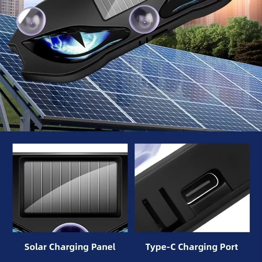 KEVANLY Solarbetriebene Auto-Dämonenaugenleuchte Coole Blinkende – Bild 4
