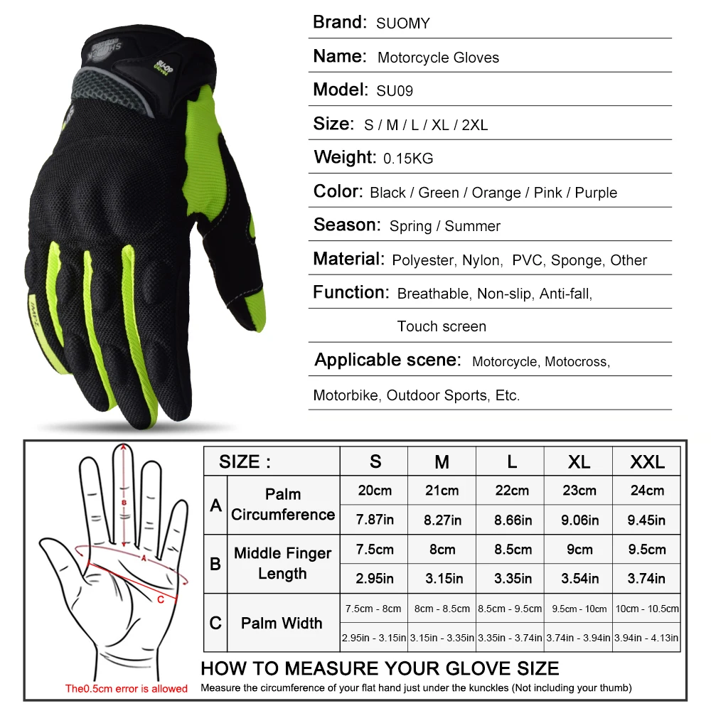 Suomy Motorradhandschuhe Touchscreen Atmungsaktive Guantes Moto – Bild 6