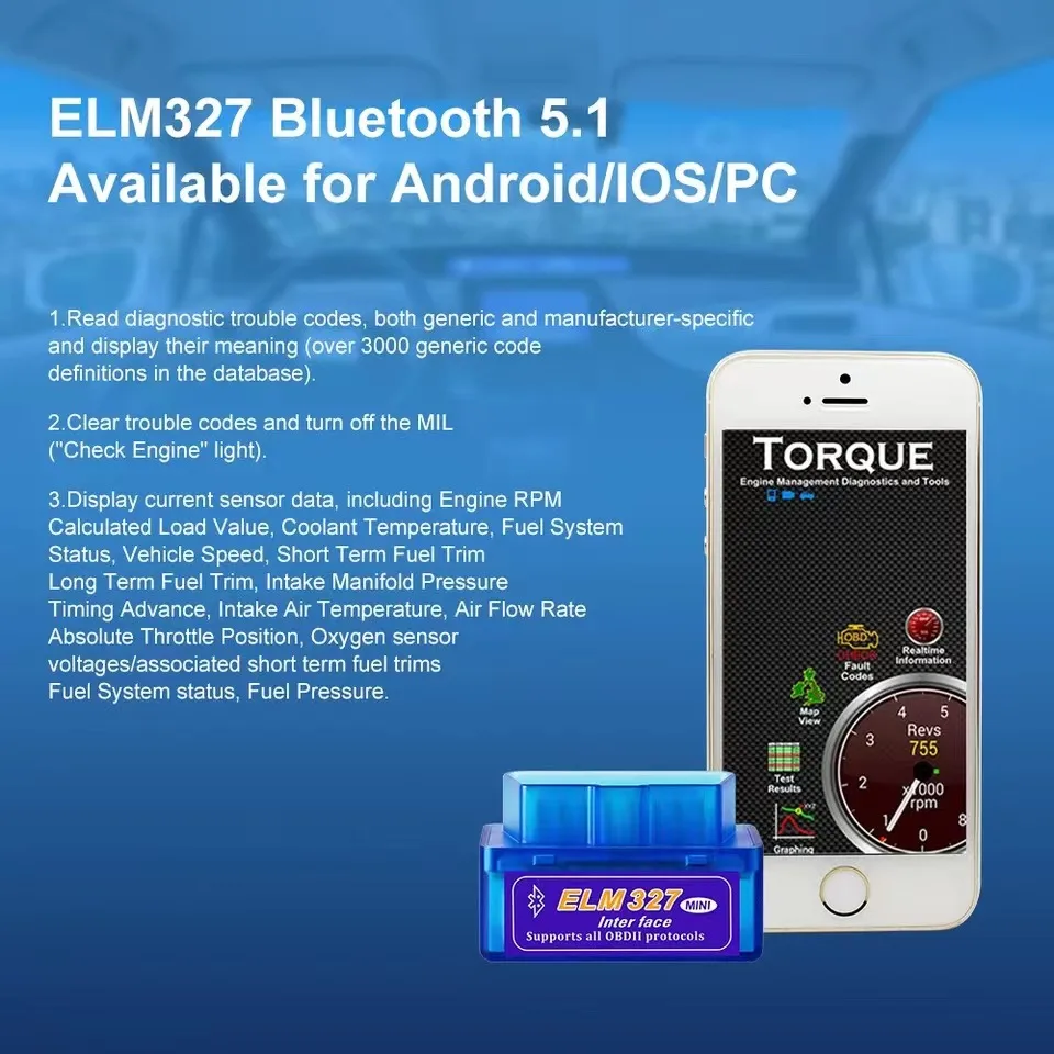 Super Mini Elm327 Bluetooth OBD2 V1.5 Ulme 327 V 1,5 OBD 2 Auto – Bild 2
