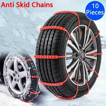 Anti-Rutsch-Schneeketten für Auto-Winterreifen, Winter-Outdoor-Schneereifen (10 Stück)