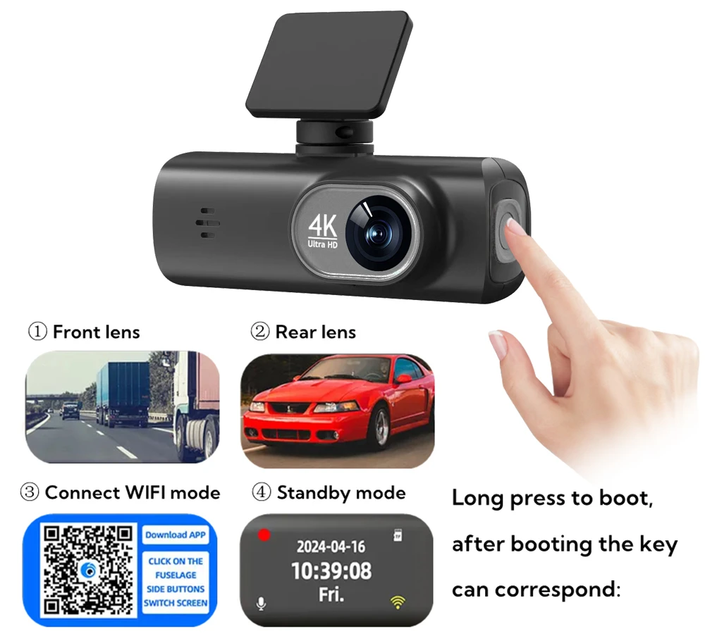 UHD 4K WiFi Dash Cam Dual Lens Fahren Recorder Auto DVR Optional 1080P – Bild 6