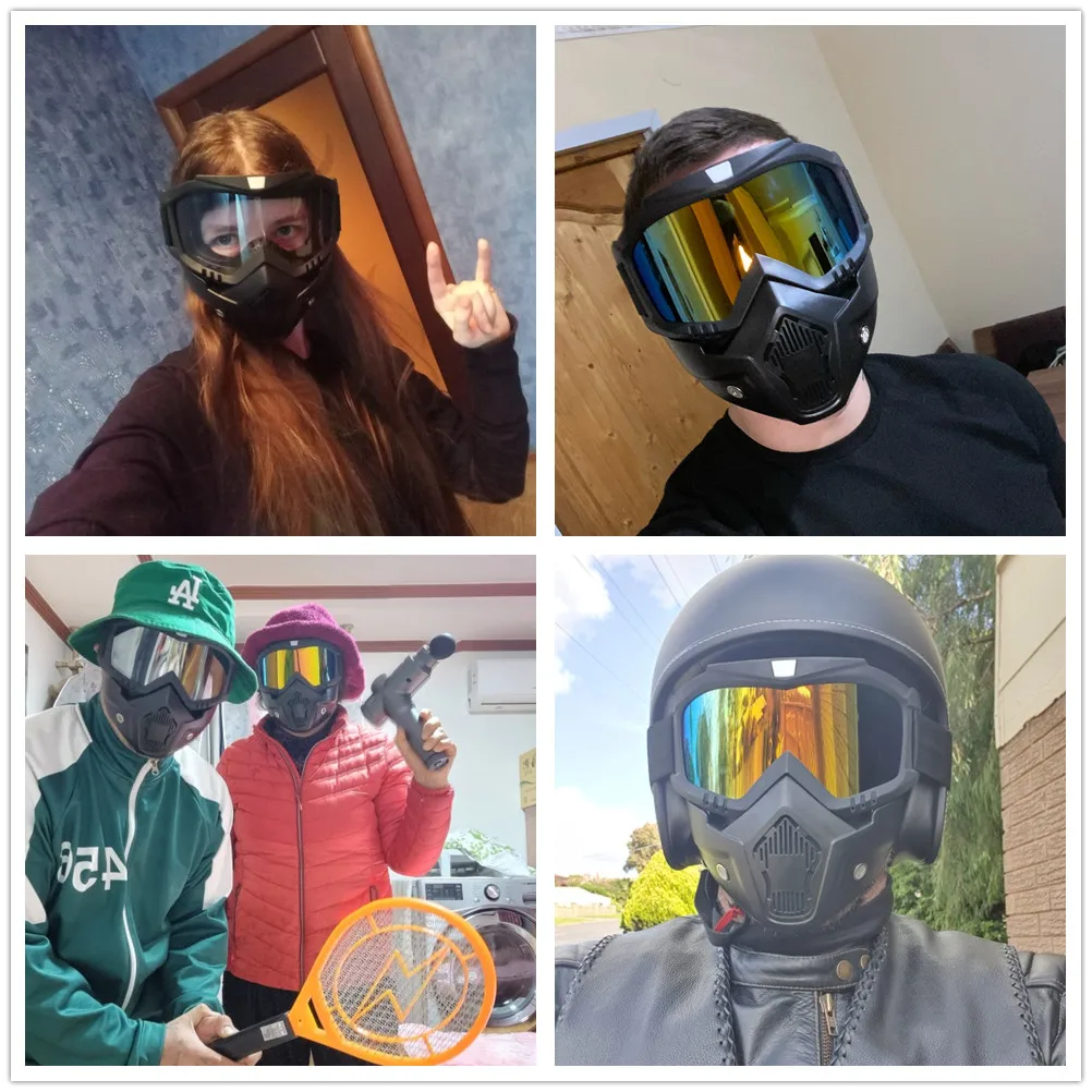 Schutz Motorrad Gesichtsmaske Abnehmbare Vollgesichts Taktische – Bild 3