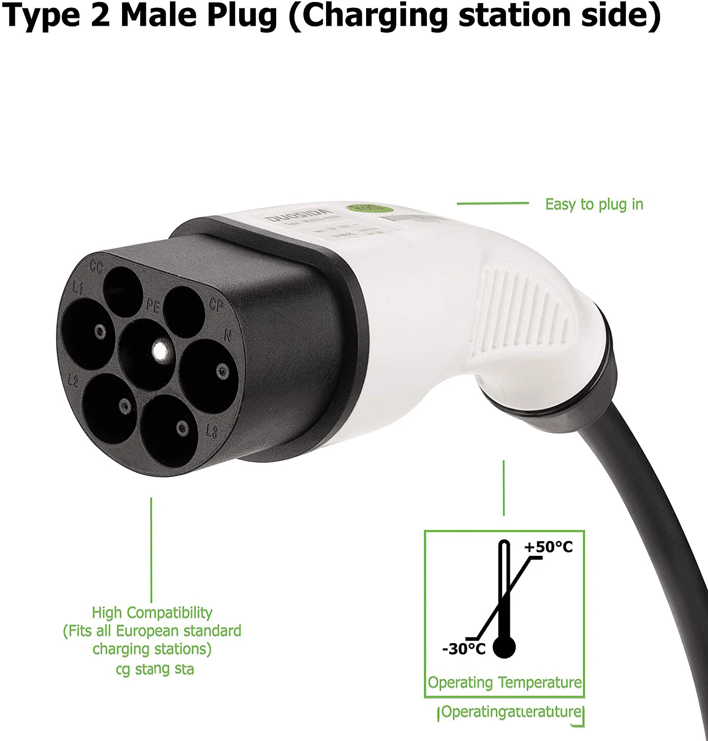Typ 2 auf Schuko EV-Ladeadapter Elektroauto 16A Typ 2 Ladeanschluss – Bild 6