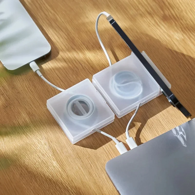 Tragbarer transparenter Kabel-Organizer, Kabelmanagement, USB-Kabelwickler, einziehbarer Telefonhalter