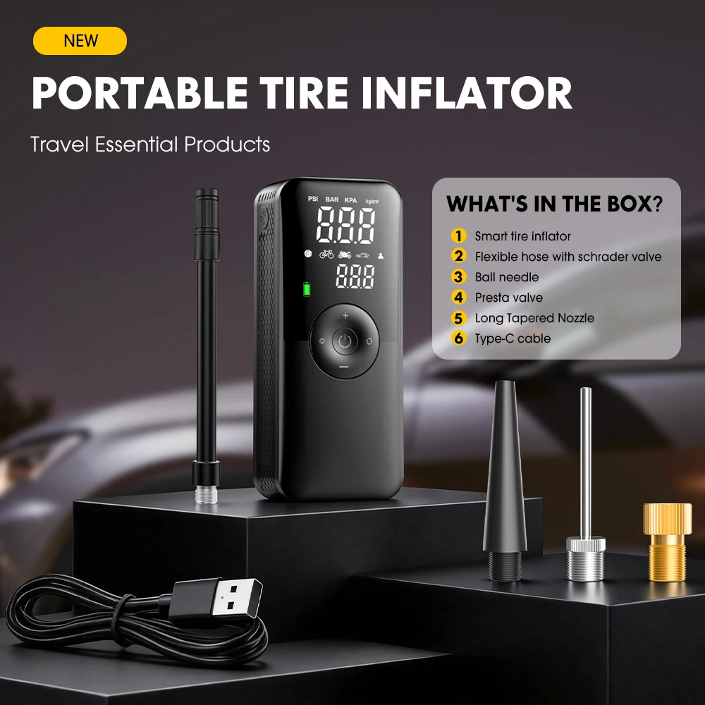 CARSUN Wiederaufladbare Reifen Inflator Digitale Cordless Auto Reifen – Bild 5
