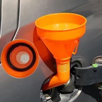 Befülltrichter mit Filter für Motorrad-Motoröl, Langmundtrichter für Auto-Reparatur und Betankung