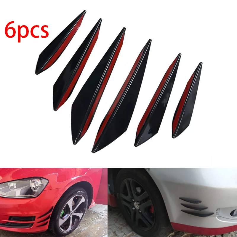 Universal Gummi Auto Frontschürze Lip Schutz Hinten Diffusor Schwarz Carbon Fiber Spoiler Splitter (6 Stück)