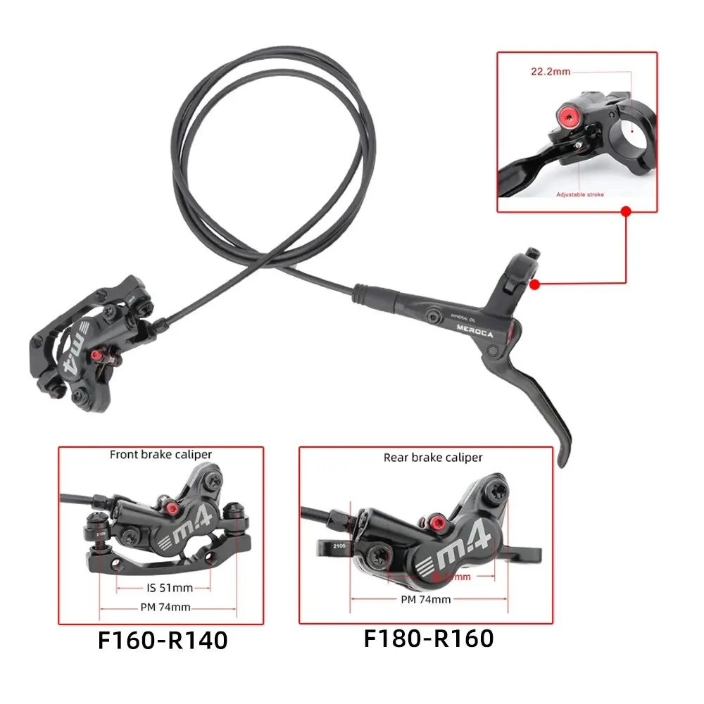 MEROCA 4-Kolben MTB hydraulischer Bremssatz mit Silikon-Schutzhülle – Bild 5