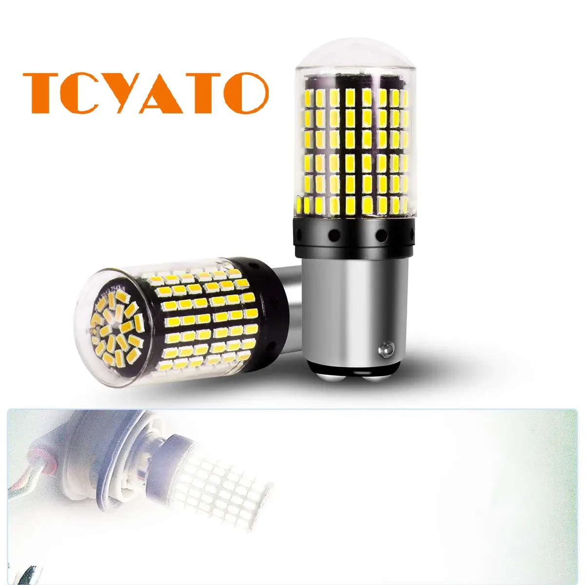 TCYATO 2 Stück 1156 P21W BAU15S PY21W T20 7440 W21W 3157 1157 P21/5W W21/5W LED-Birnen 144SMD LED CanBus Lampe