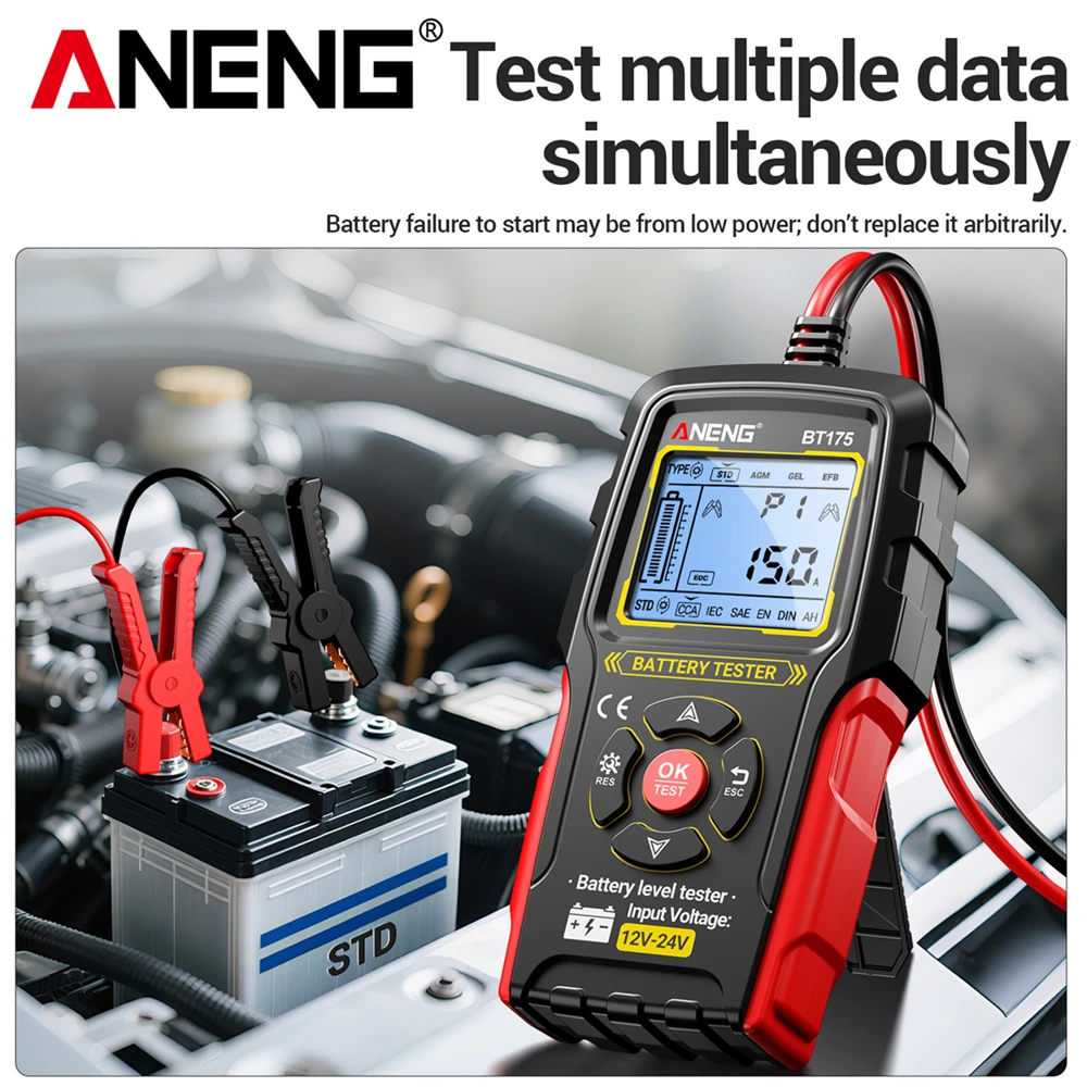 12V 24V Autobatterie-Tester Digitaler Kfz-Belastungstester 50-1999 CCA – Bild 4