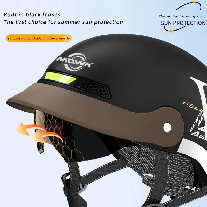 MOWK Motorrad Vintage Halbhelm Sommer Atmungsaktive Männer Frauen – Bild 5
