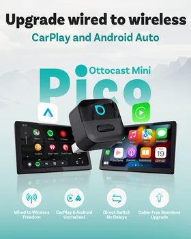 OTTOCAST Mini Pico 2in1 Wireless CarPlay Wireless Android Auto Adapter Wifi 6.0 Plug-and-Play-Dongle für 98%
