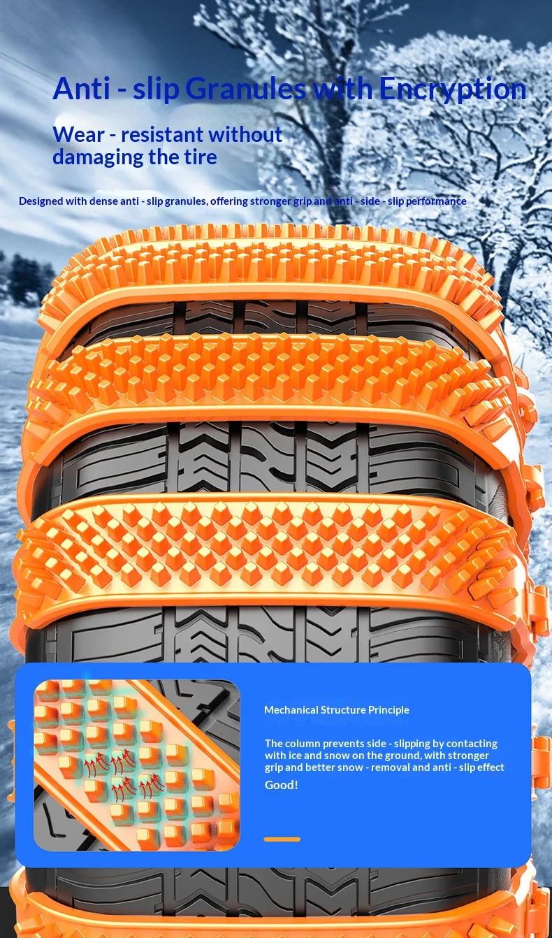 Anti-Rutsch-Ketten für Autoreifen Winter Notfall Verstärkte und verbreiterte universelle Anti-Rutsch-Bänder