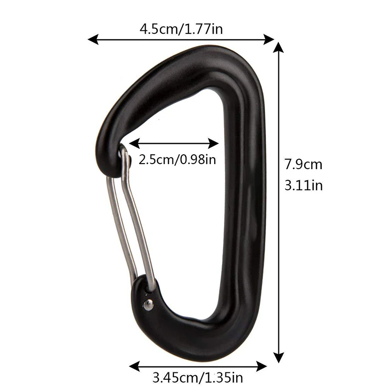 12KN Kleiner Kletterkarabiner D-Form Bergsteigen Schnalle Haken – Bild 2