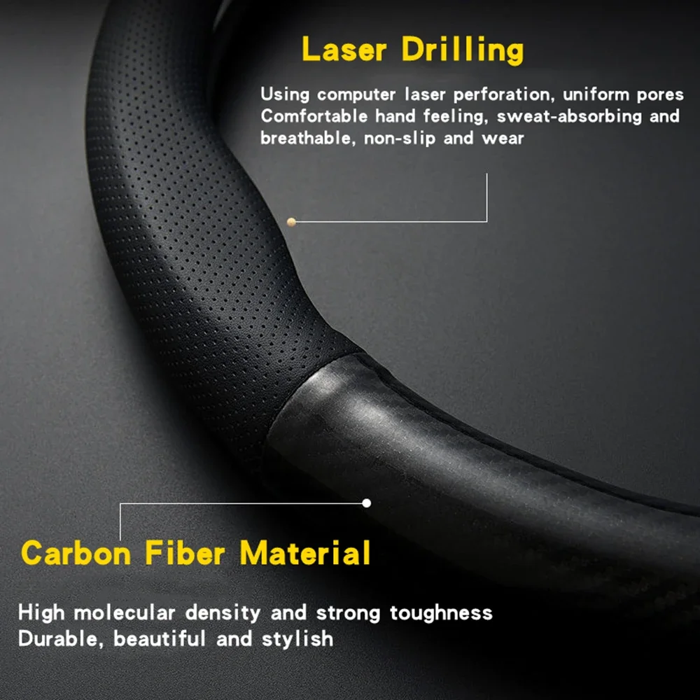Universal Auto Lenkrad Abdeckung Carbon Faser Leder Dreidimensionale – Bild 3