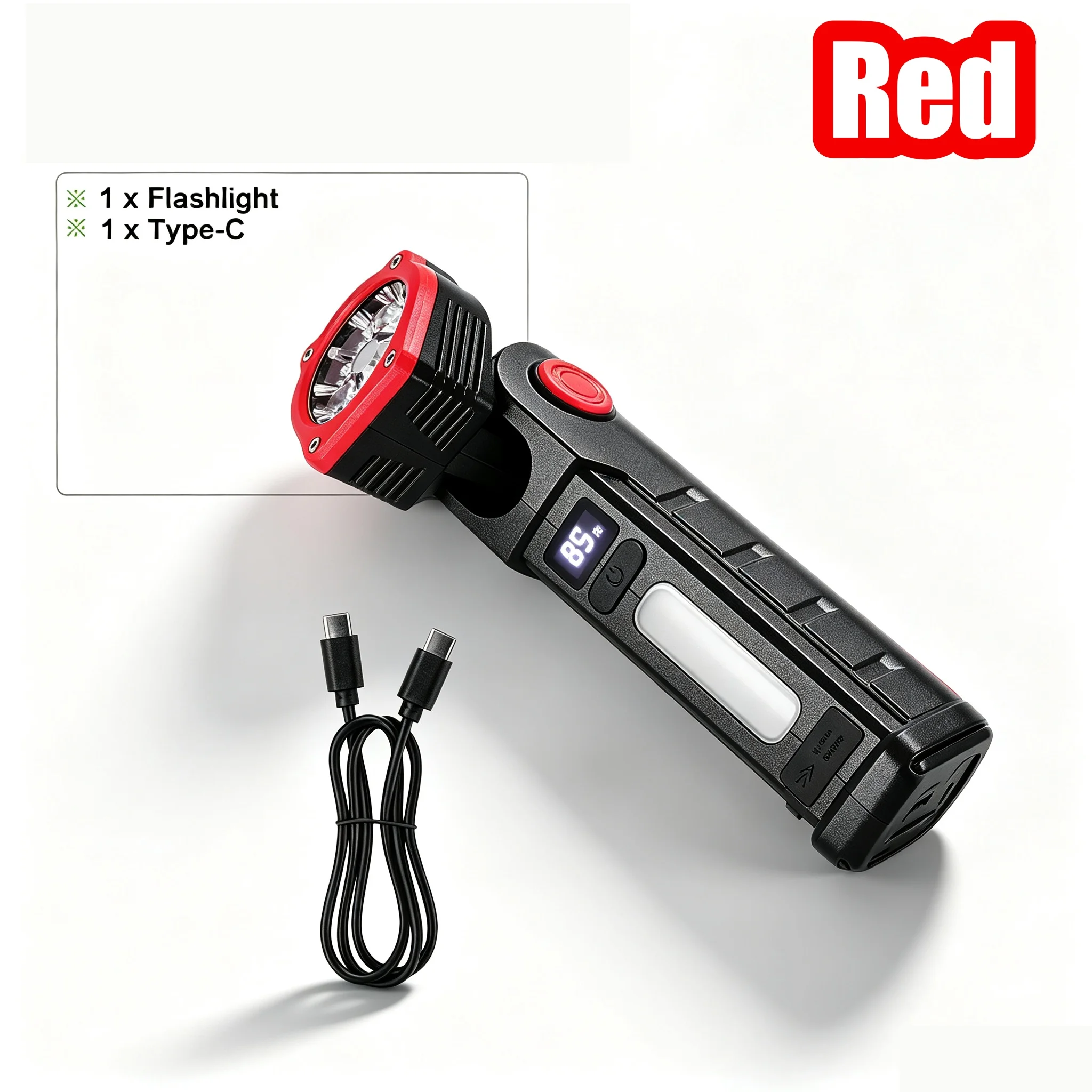 LED-Arbeitsleuchte 90 ° Drehbare Magnetische Taschenlampe USB-Aufladbar COB-Licht Tragbare Taschenlampe