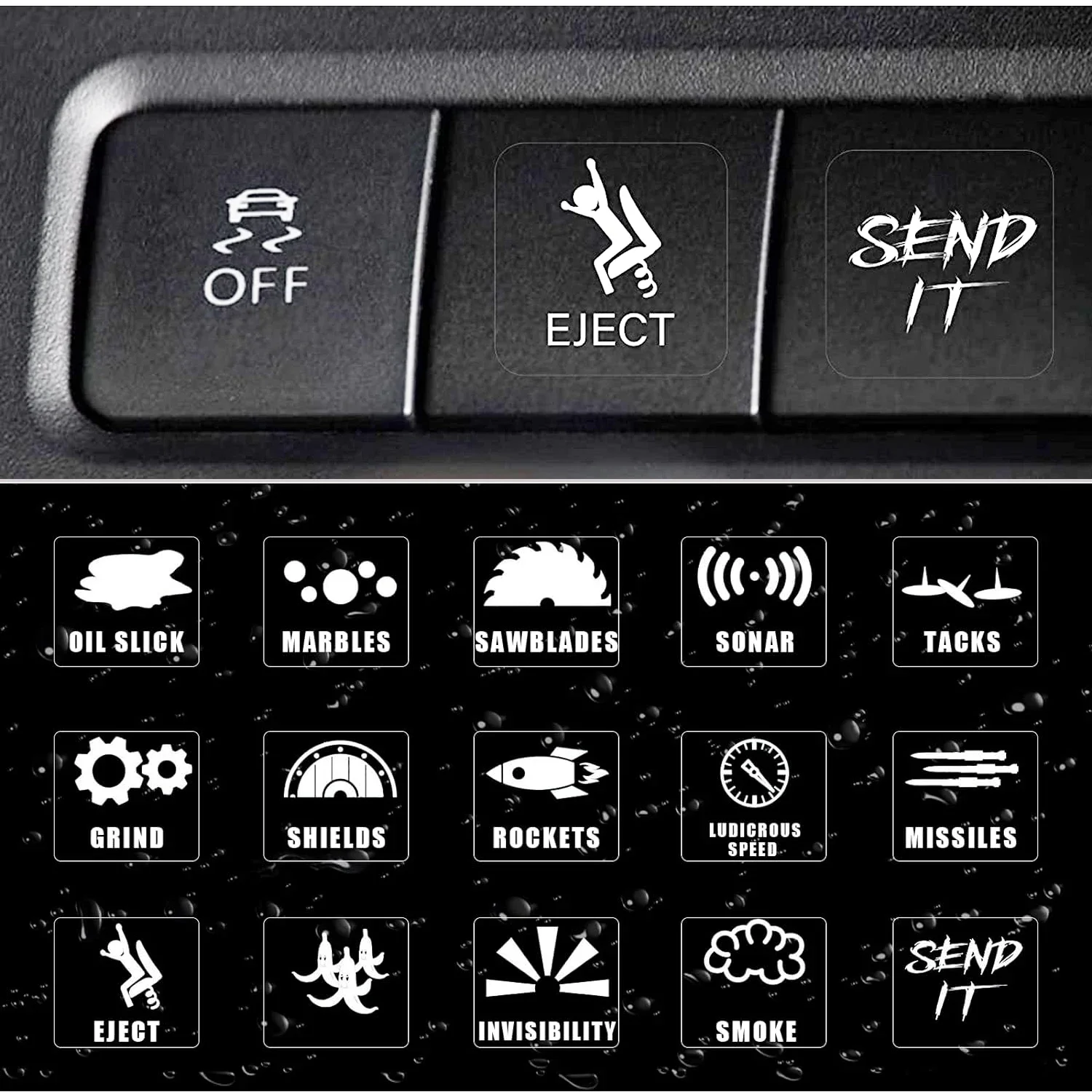 Kreative Auto Schalter Taste Aufkleber Dashboard Konsole Label Aufkleber Selbstklebende (15 Stück)