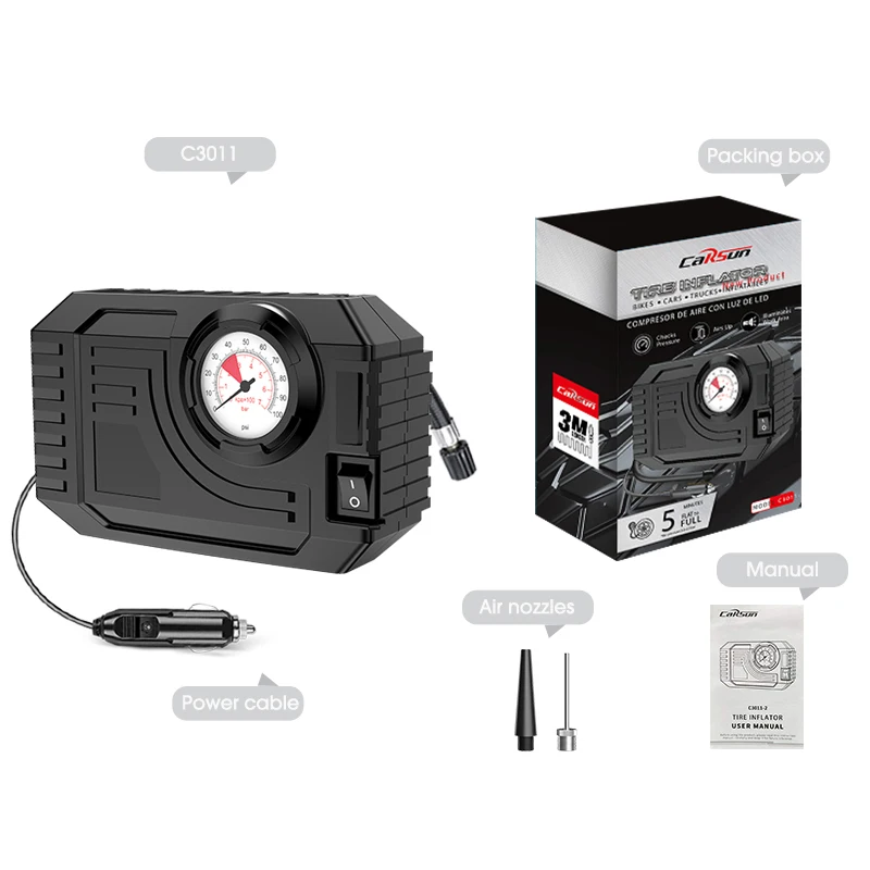 CARSUN Mini Luftpumpe Reifen Inflator Auto Elektrische Mini 20L/Min Tragbare Luft Kompressor Für Auto