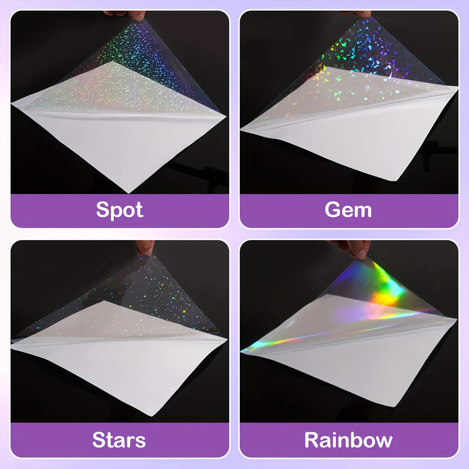 Holografisches Aufkleberpapier, 2,9 x 4,1 Zoll (50 Stück) – Bild 3