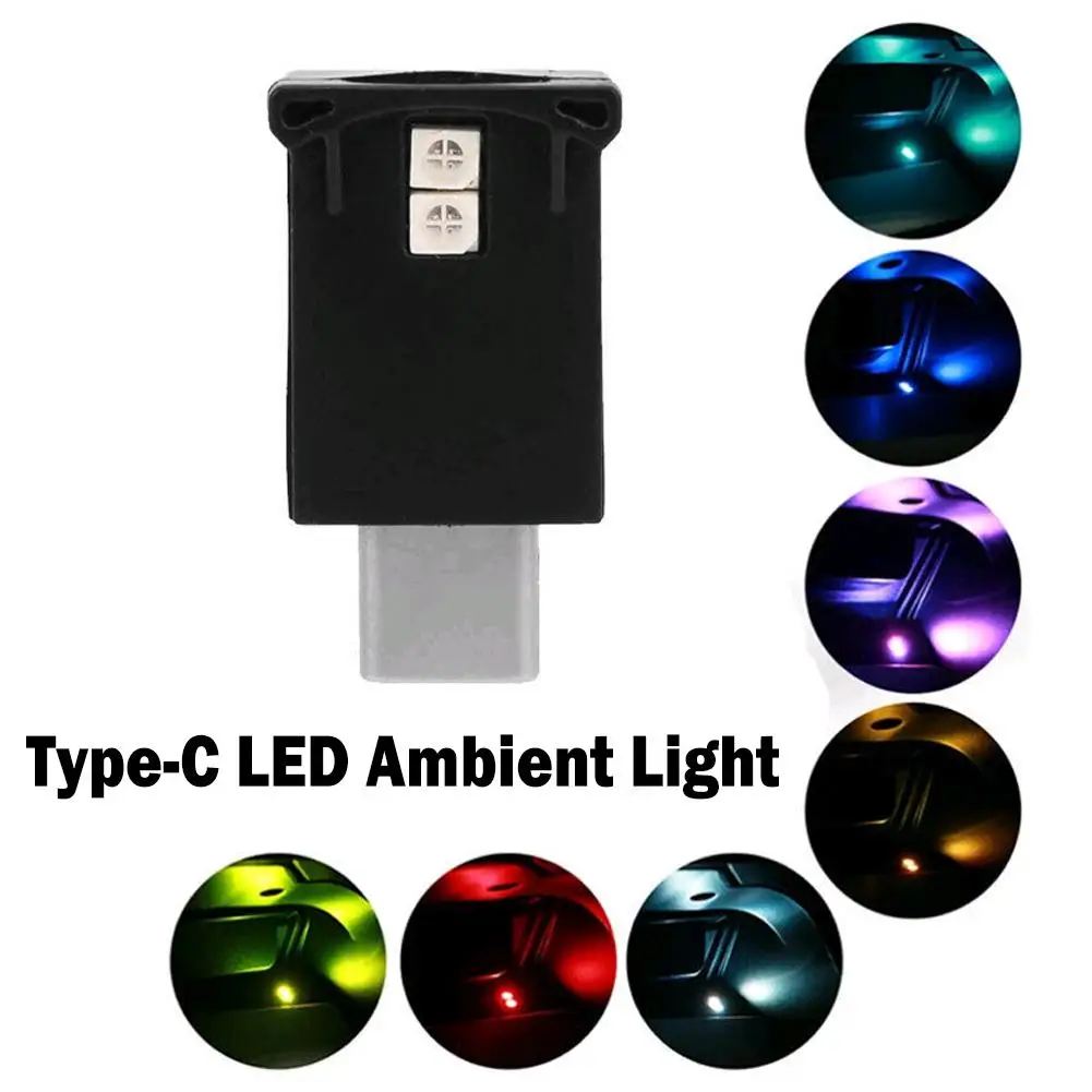 Typ C LED-Umgebungslicht, 8 Farben, RGB, dynamischer Farbverlauf, Helligkeit einstellbar