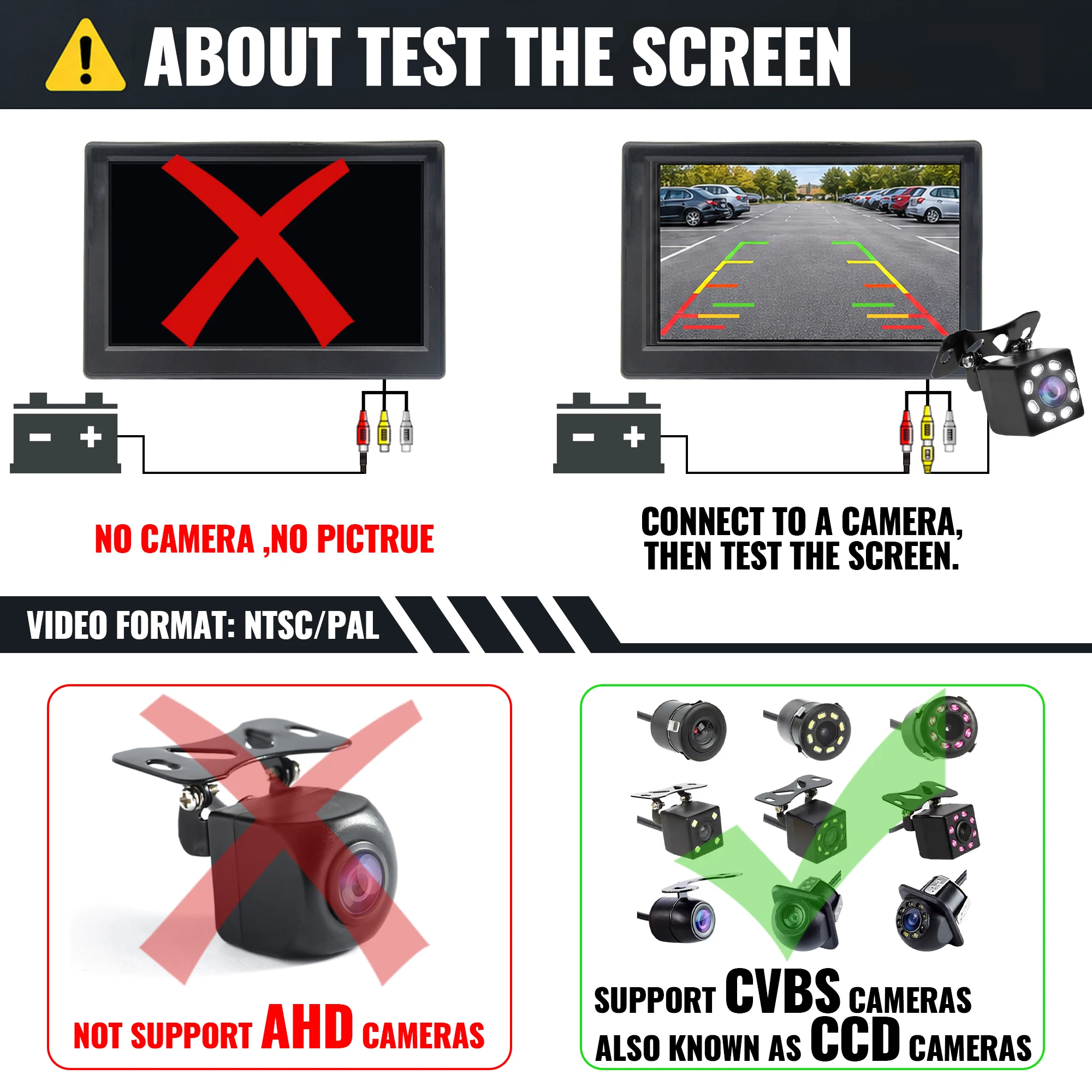 Auto Monitor 4,3 "Bildschirm Für Rückansicht Reverse Kamera TFT LCD – Bild 5