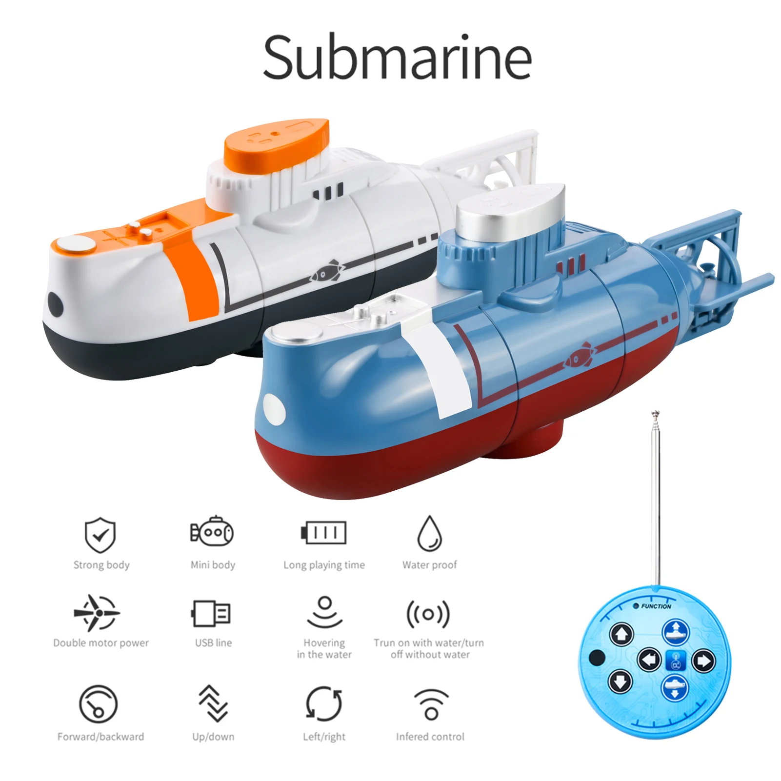 Mini RC U-Boot 0,1 m/s Geschwindigkeit Fernbedienung Boot Wasserdicht Tauchen Spielzeug Simulation Modell